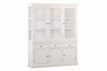 Vitrineskab H199xB164xD43 cm hvid malet fyrretræ.